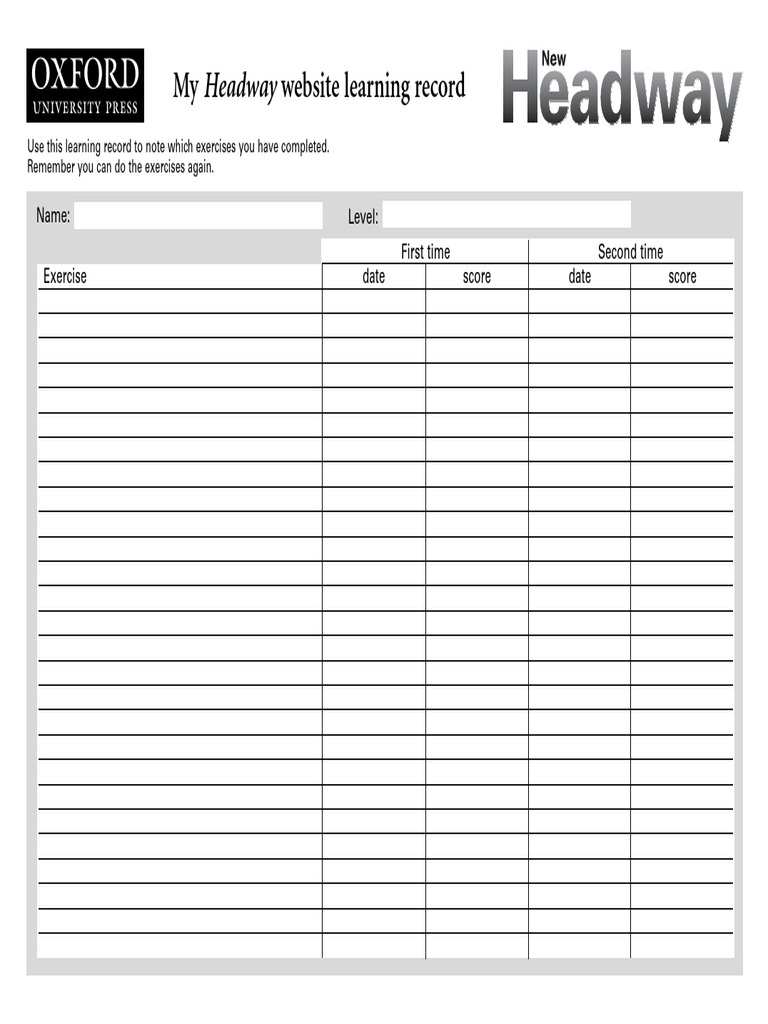 Headway Learning Record Template | PDF