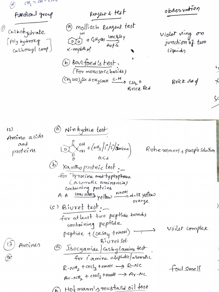 Test For Functional Groups | PDF | Chemical Substances | Chemical Compounds