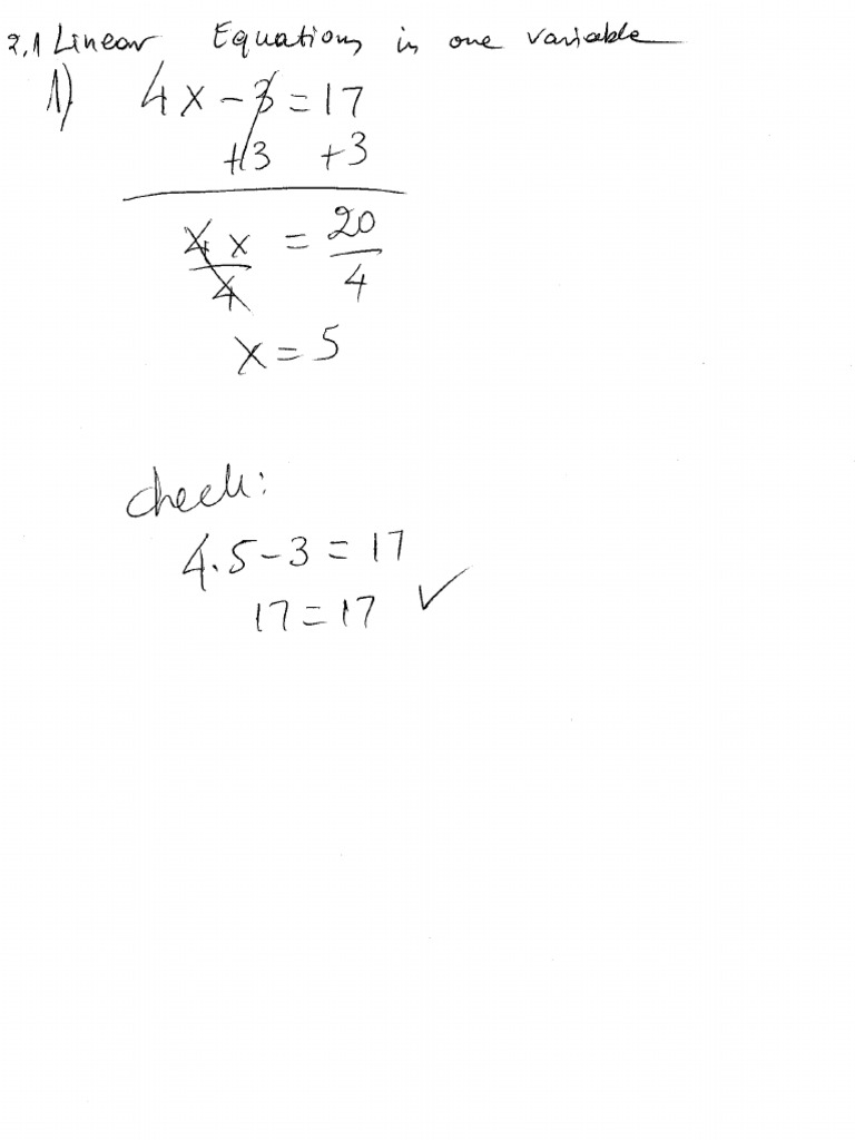 2.1 Linear Equations in One Variable SOLUTIONS | PDF