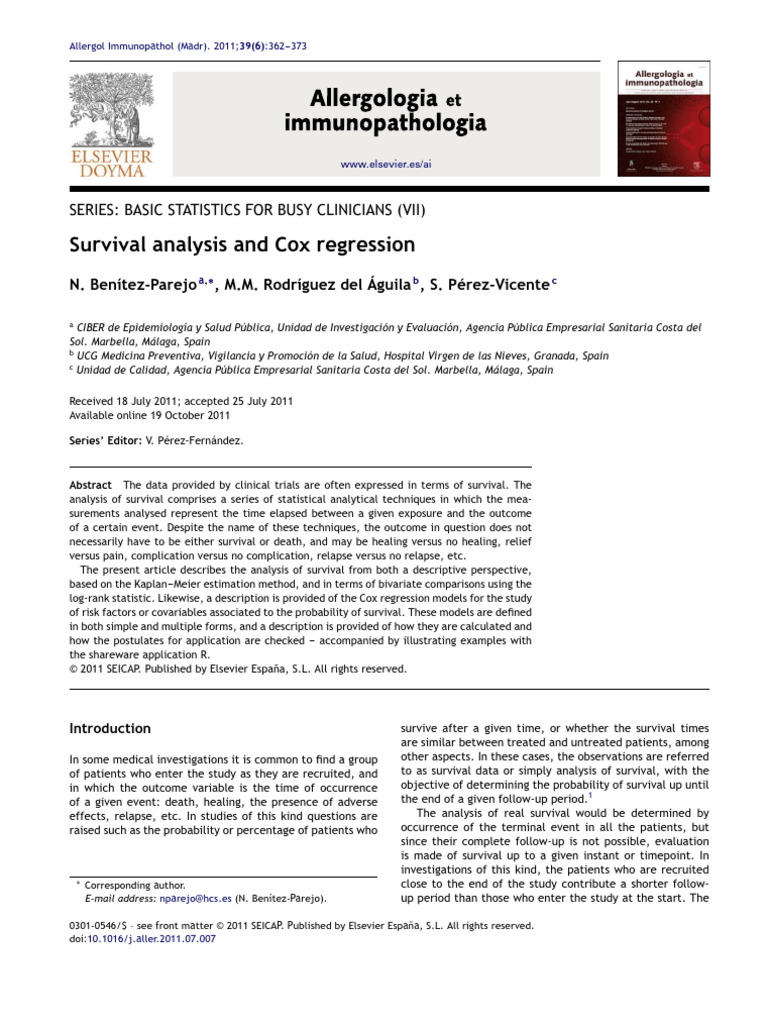 Survival Analysis and Cox Regression | PDF | Linear Regression ...