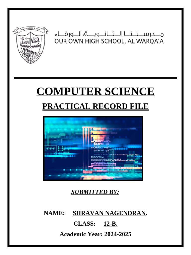 Computer Science Practical Record 2024 | PDF | Text File | Databases