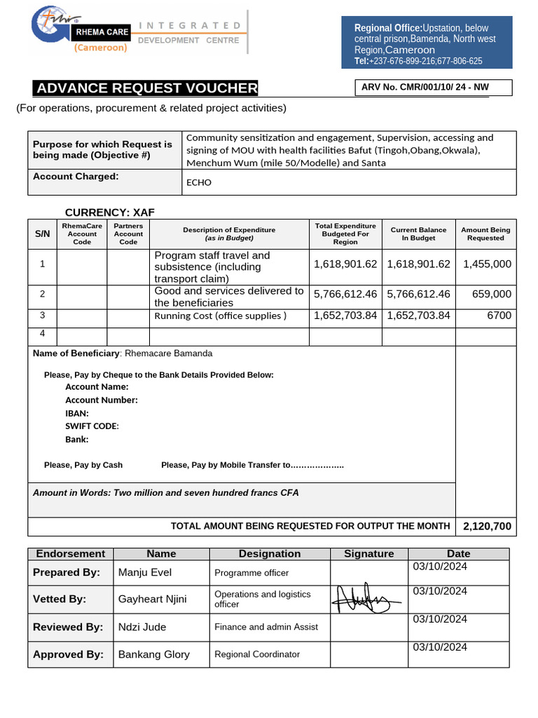 Advance Request Vouche - 2 | PDF | Service Industries | Banking