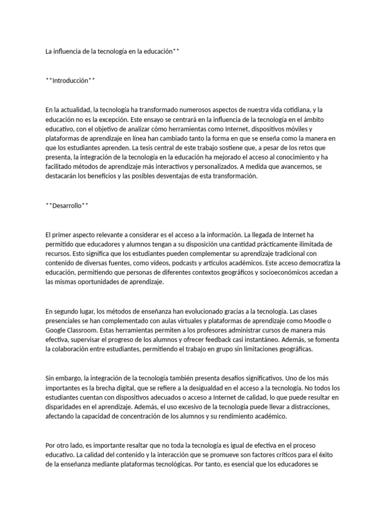 Impacto de la Tecnología en la Educación | PDF | Internet | Aprendizaje