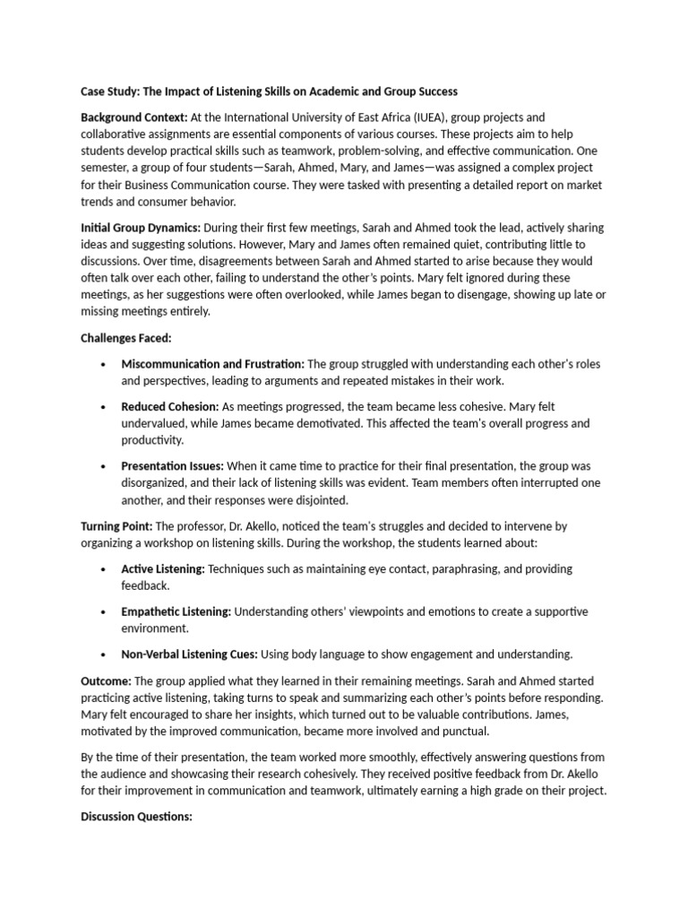 Case Study November | PDF | Nonverbal Communication | Communication