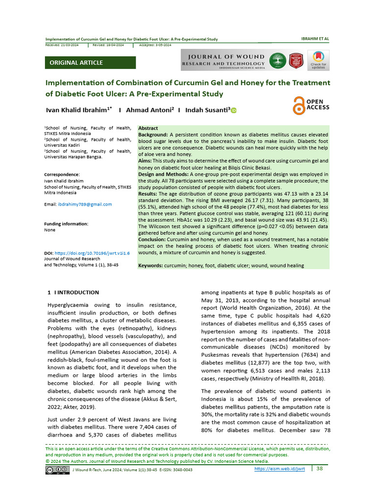Implementation of Combination of Curcumin Gel and Honey For The ...