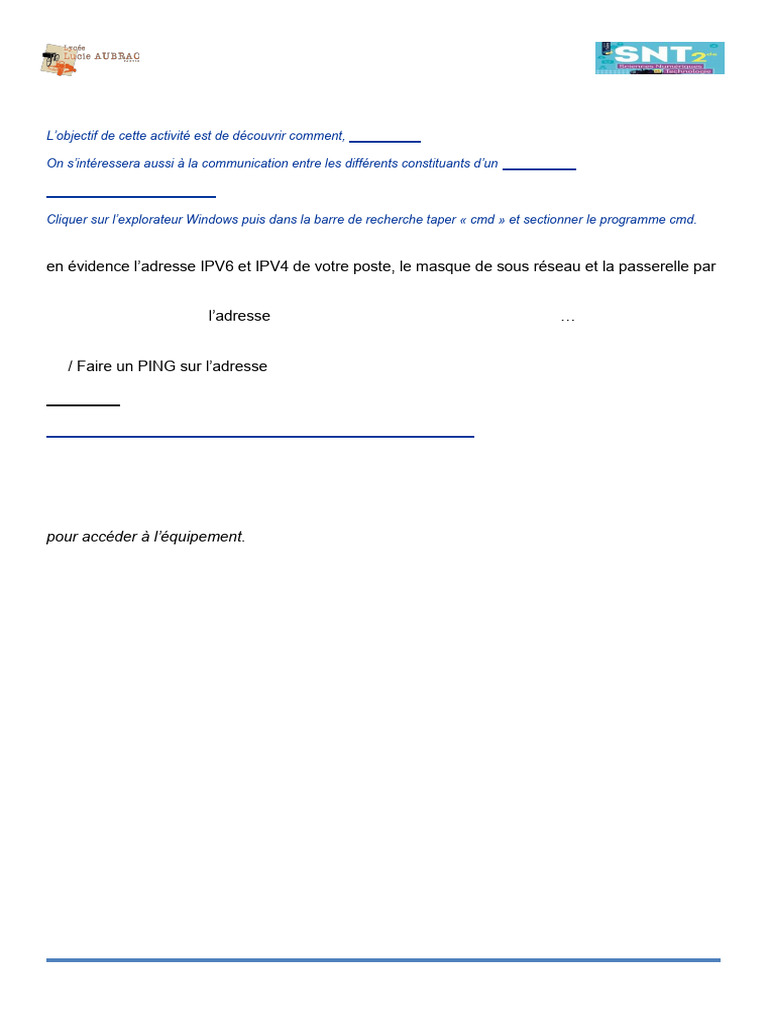 Analyse des adresses IP et tracert | PDF