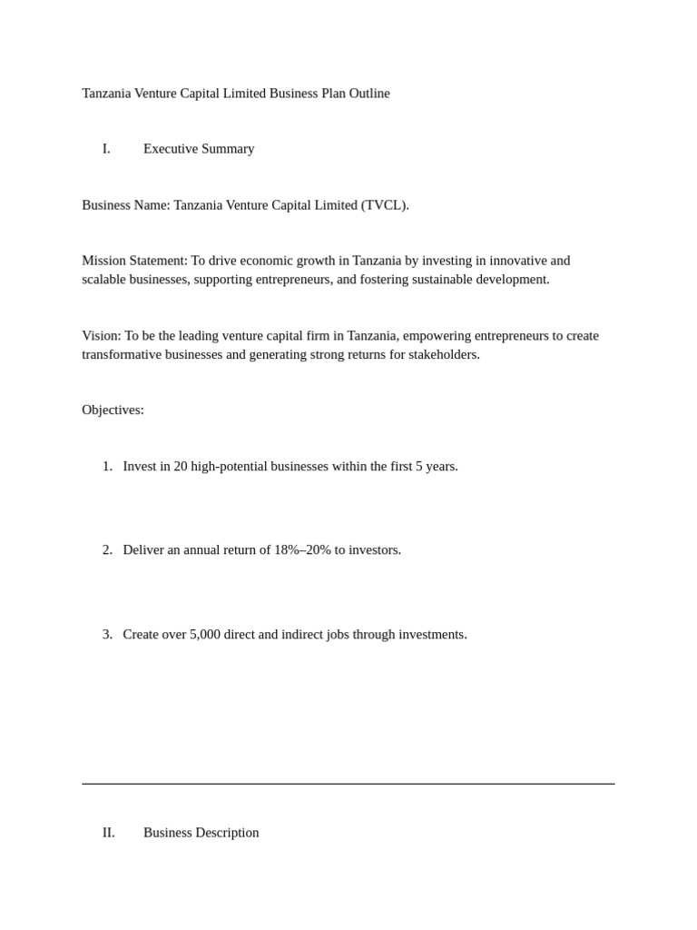 Tanzania Venture Capital Business Plan | PDF | Venture Capital ...