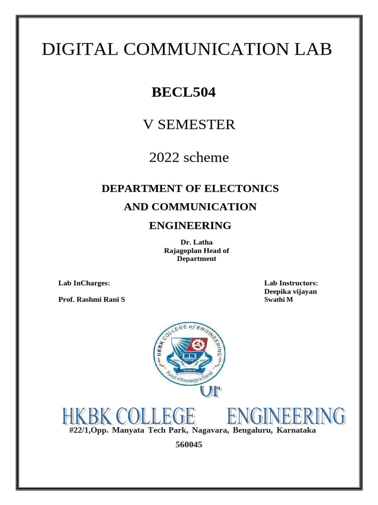 Digital Communication Lab Overview | PDF | Modulation | Computer Network