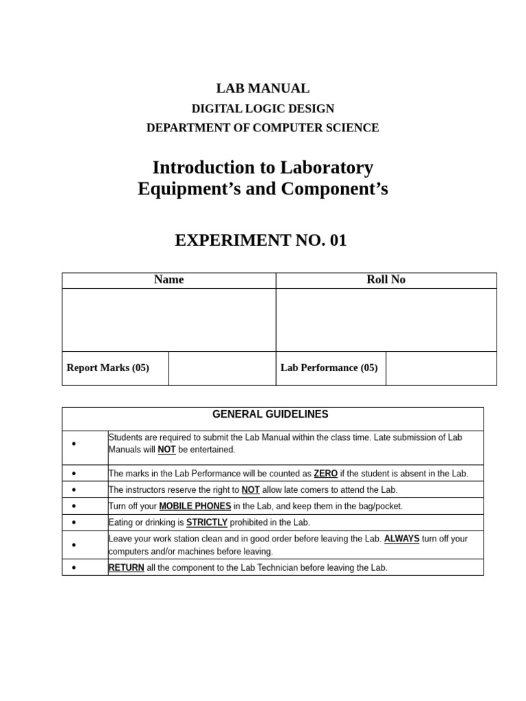 Digital Logic Lab Equipment Overview | PDF | Integrated Circuit | Logic ...
