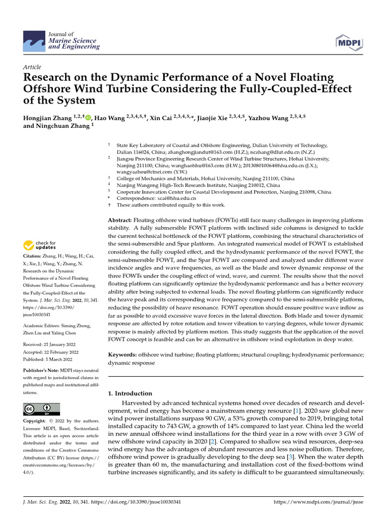 Dynamic Performance of Floating Wind Turbine | PDF | Offshore Wind ...