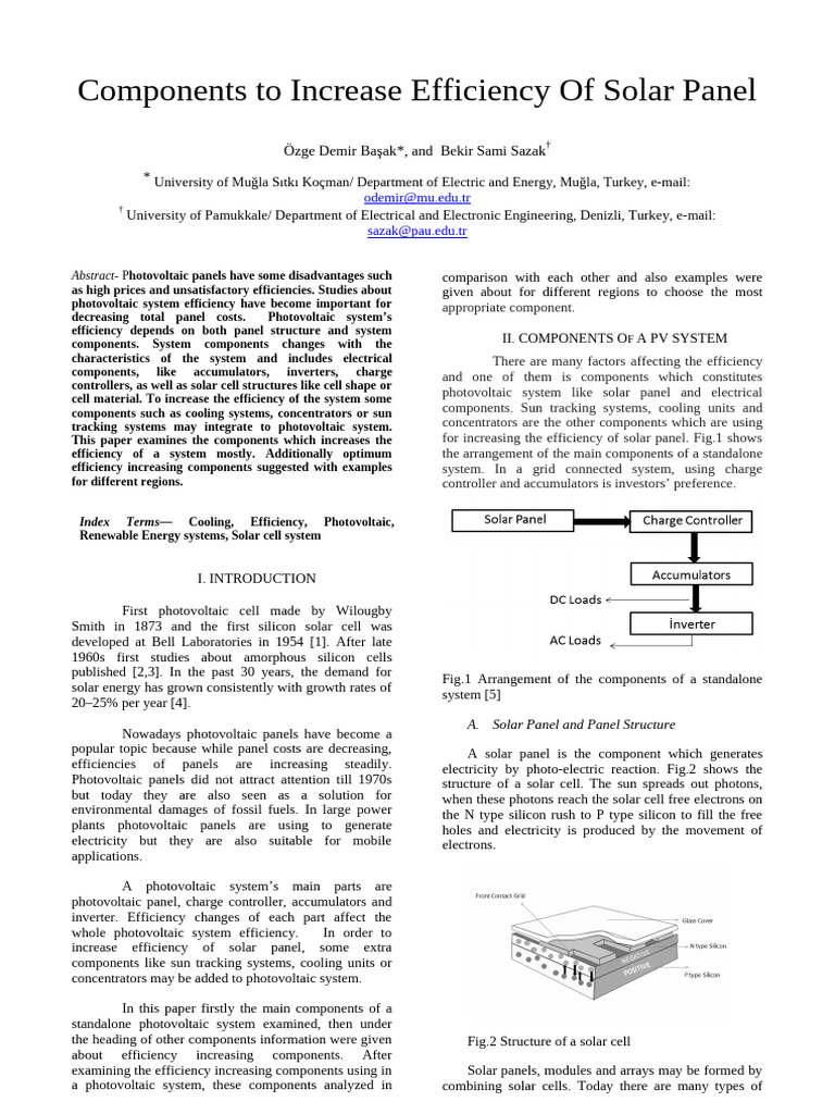 Components To Increase Efficiency of Solar Panel | PDF | Photovoltaics ...