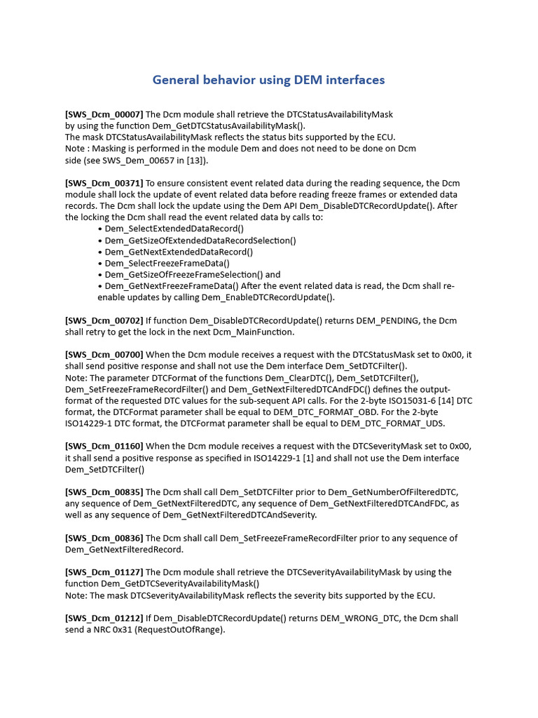 DEM API Behavior for DCM Module | PDF | Information Technology | Software