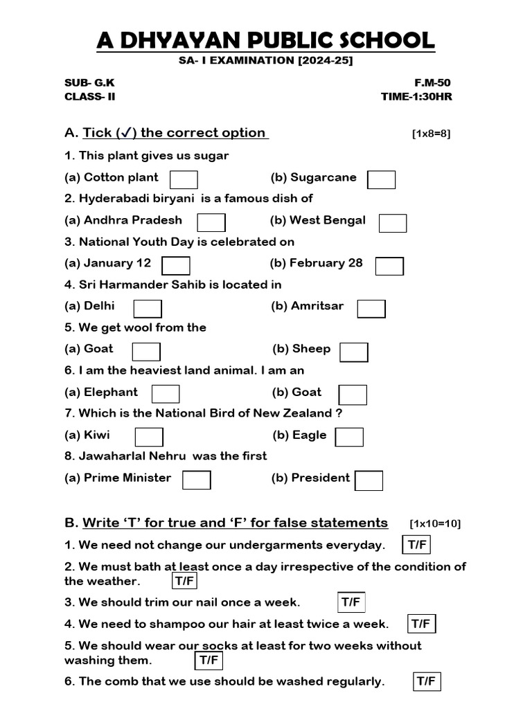 Class 2 GK | PDF