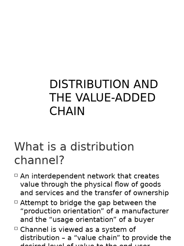 Distribution and The Value-Added Chain | PDF | Sales | Logistics
