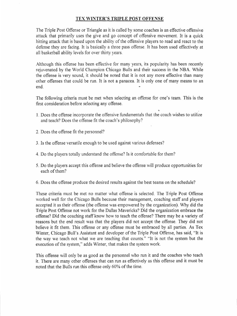 Tex Winter Triangle Offense | PDF