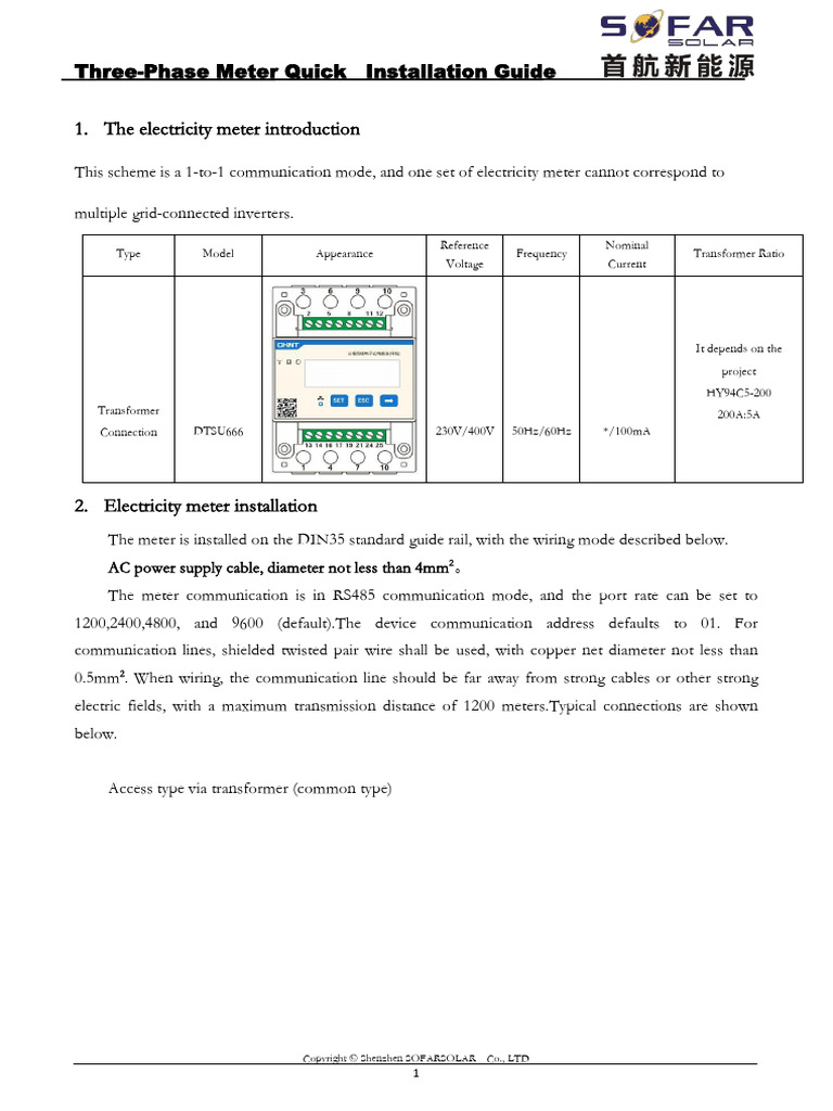 Three-Phase Meter Quick Installation Guide | PDF | Electric Power ...