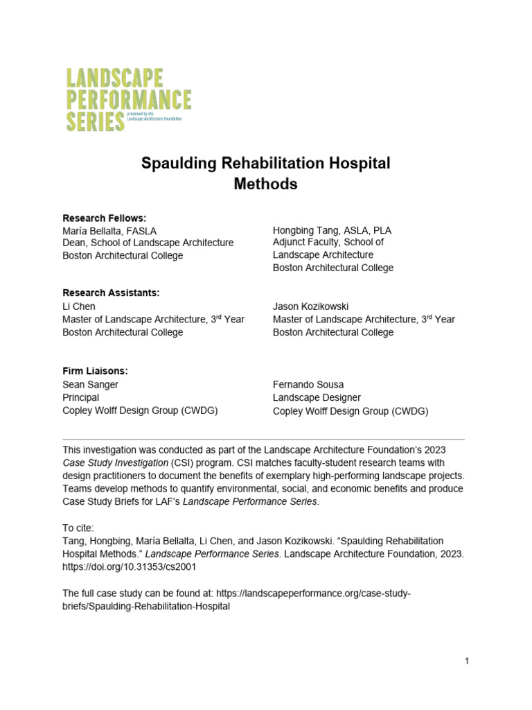 Spaulding Rehab Hospital Landscape Methods | PDF | Charlestown ...