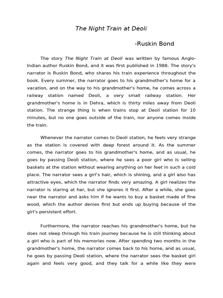 Summary of The Night Train at Deoli | PDF