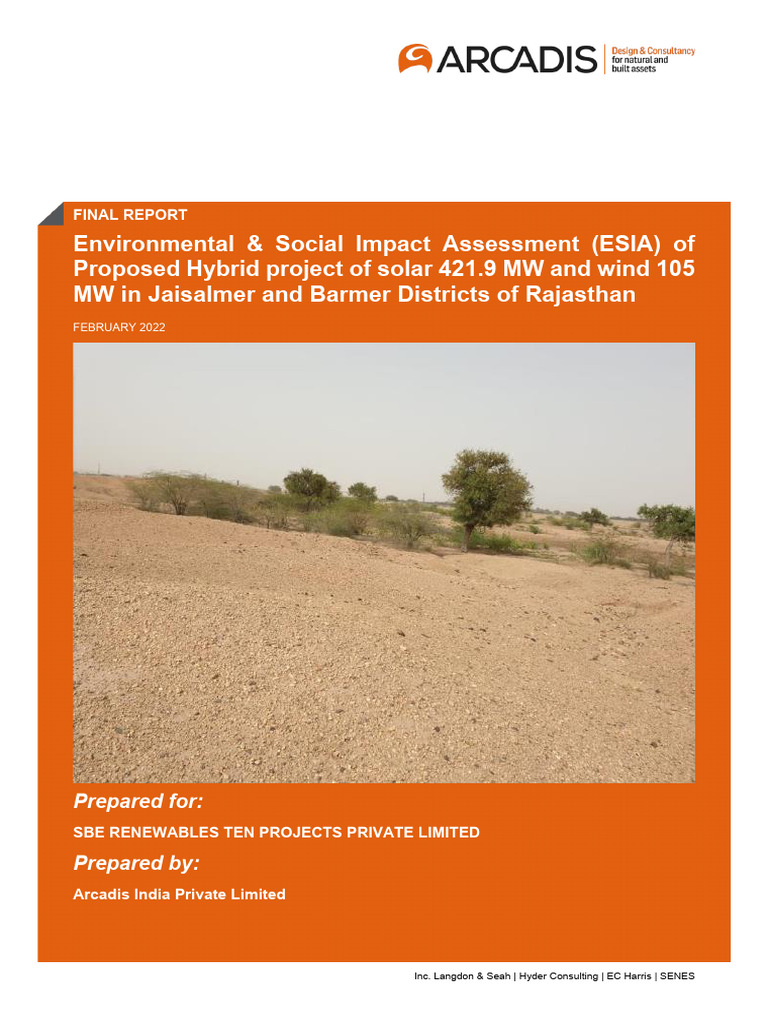 ESIA for 421.9 MW Solar & 105 MW Wind Project | PDF | Climate Change ...