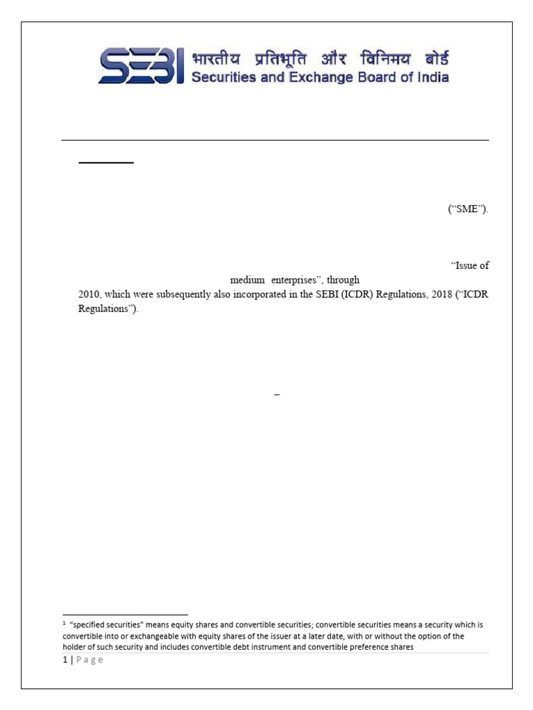 Review of SEBI SME Framework Regulations | PDF | Securities (Finance ...