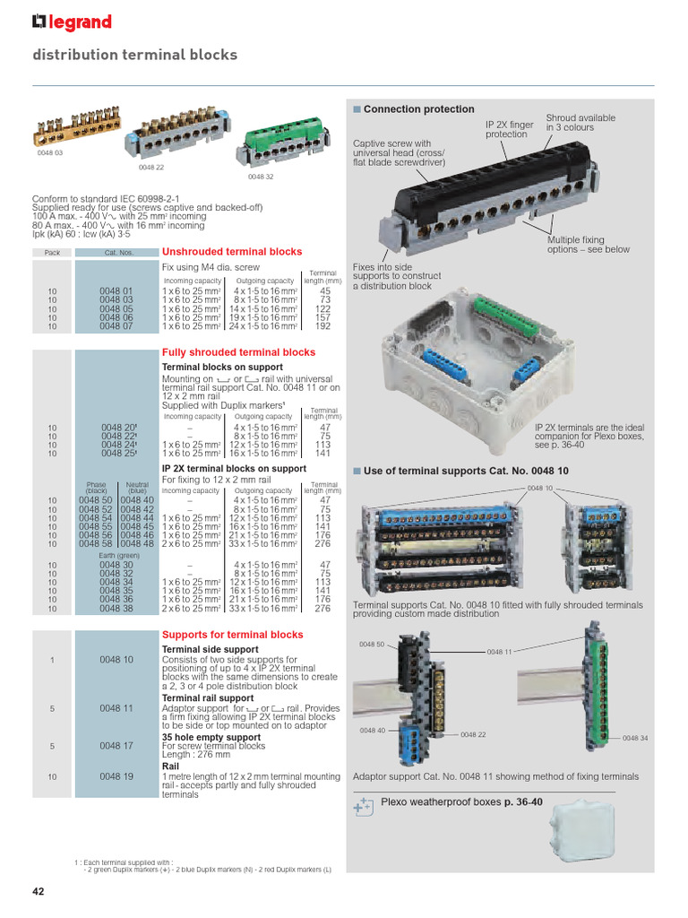 Legrand Terminal Blocks Catalog 004880 | PDF | Electromagnetism ...