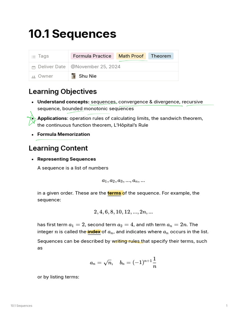 10.1 Sequences | PDF | Sequence | Limit (Mathematics)
