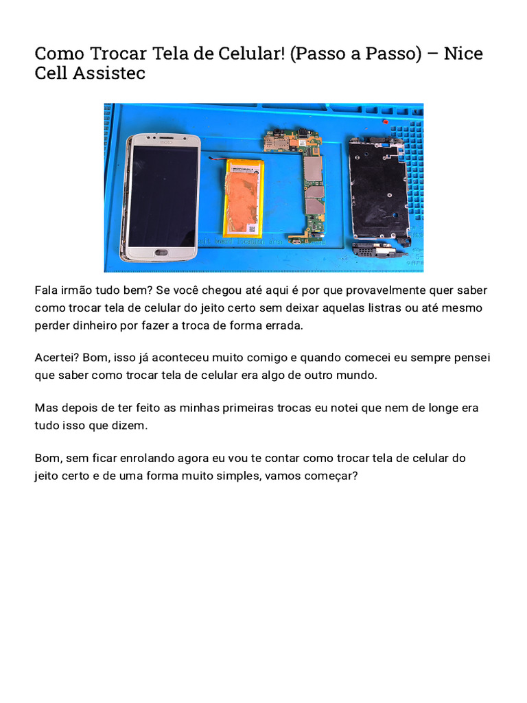 Como Trocar a Tela do Celular: Guia Prático | PDF | Celulares