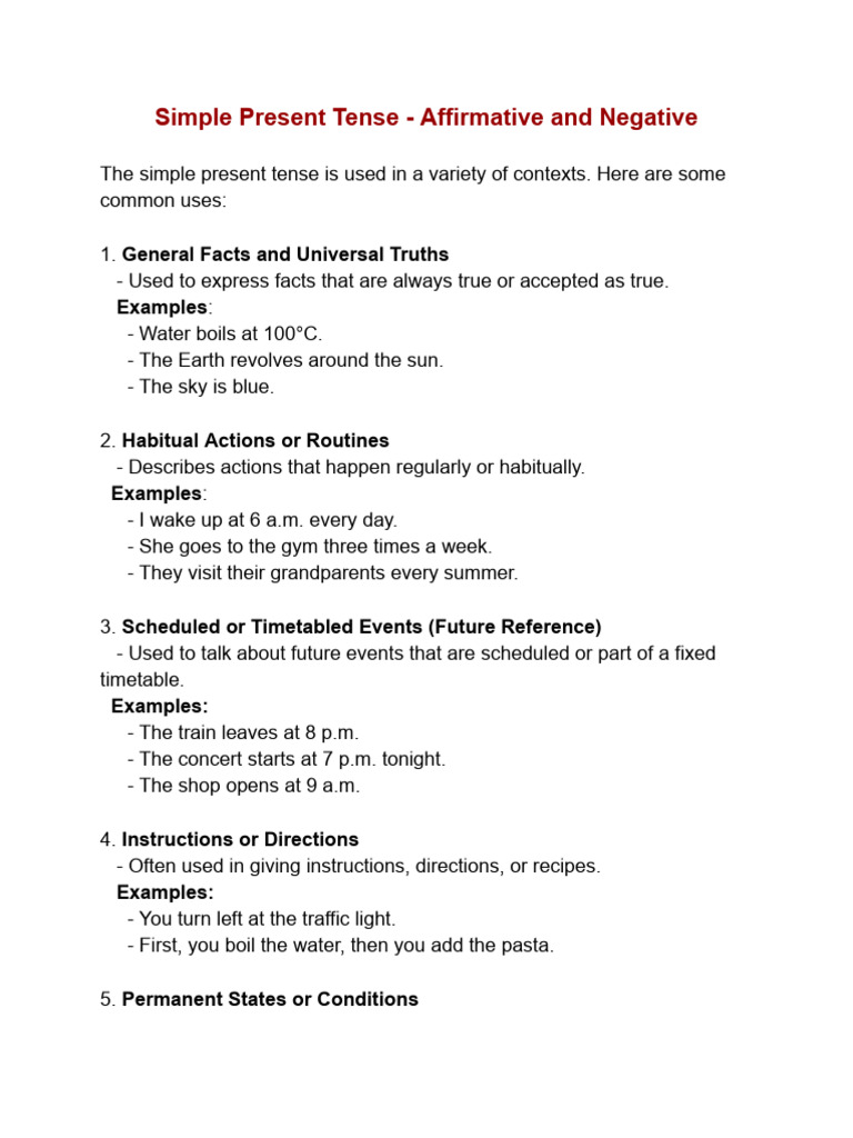 Simple Present Tense Guide | PDF | Workweek And Weekend | Grammatical Tense