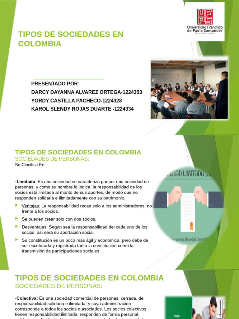 Tipos de Sociedades en Colombia | PDF | Impuestos | Sociedad General