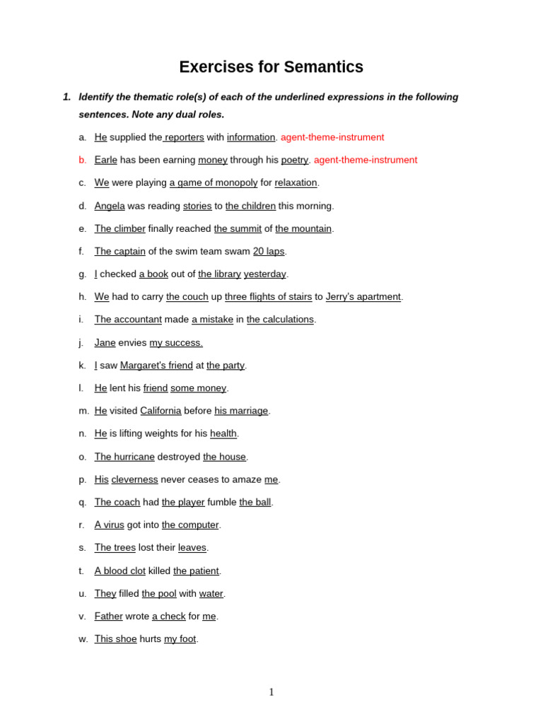 Thematic Roles and Semantic Exercises | PDF | Truck | Recreational Vehicle
