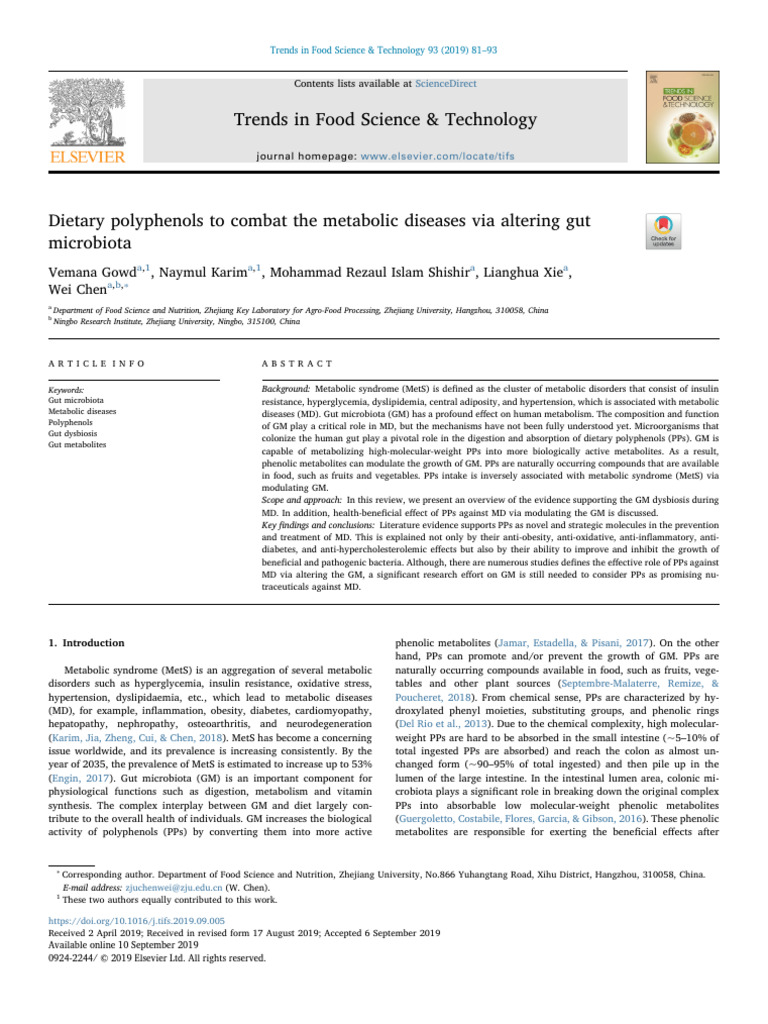 Polyphenols and Gut Microbiota in Metabolic Disease | PDF ...