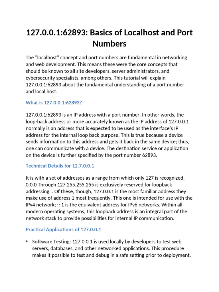 127 0 0 1 62893 basics of localhost and port numbers what is 127 0 0
