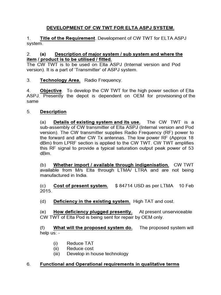 DEVELOPMENT OF CW TWT FOR ELTA ASPJ SYSTEM Brief | PDF | Electronics ...