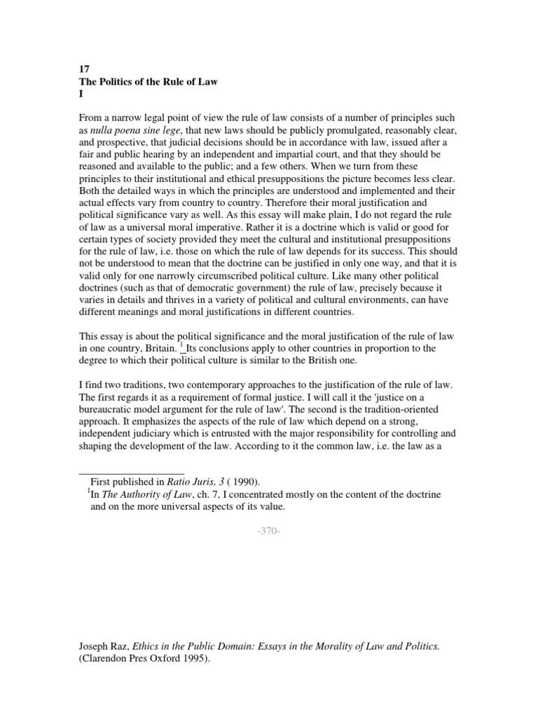 Raz Rule of Law | PDF | Rule Of Law | Judiciaries