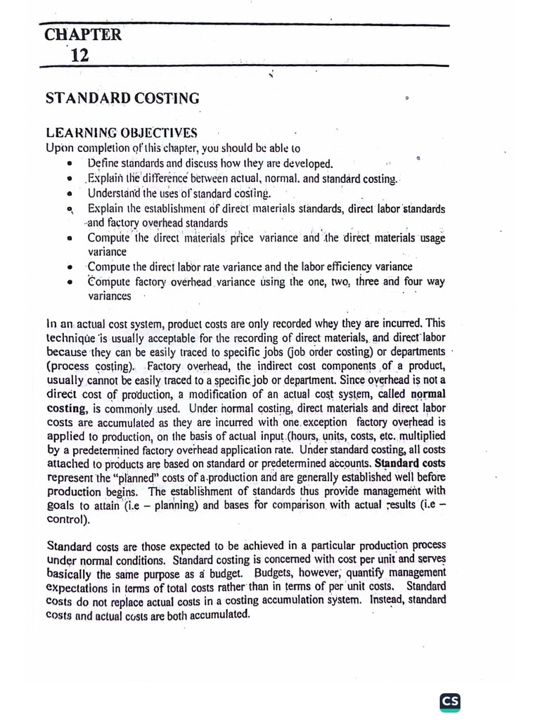 Standard costing pdf