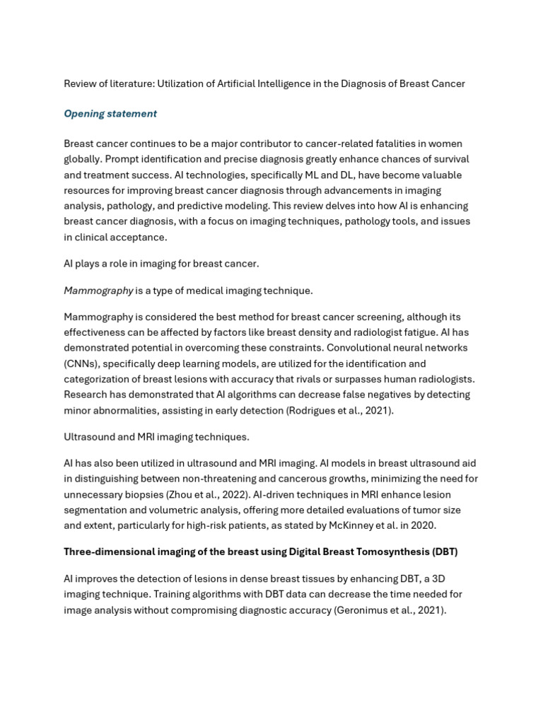 AI Advancements in Breast Cancer Diagnosis | PDF | Artificial ...