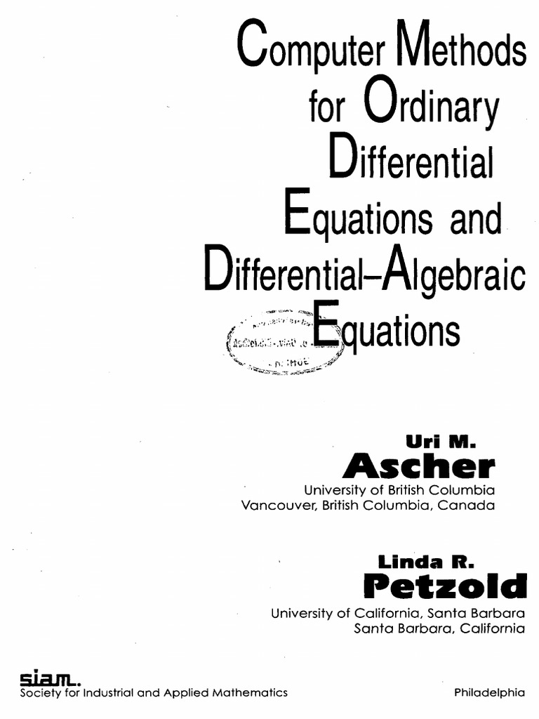 Computer Methods For Ordinary Differential Equations and Differential ...