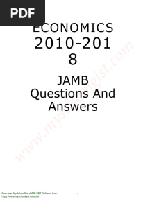 JAMB Economics Past Questions and Answers