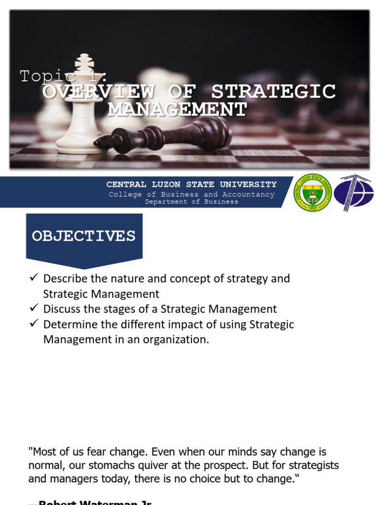 Topic 1 Overview of Strategic Management | PDF | Strategic Management ...
