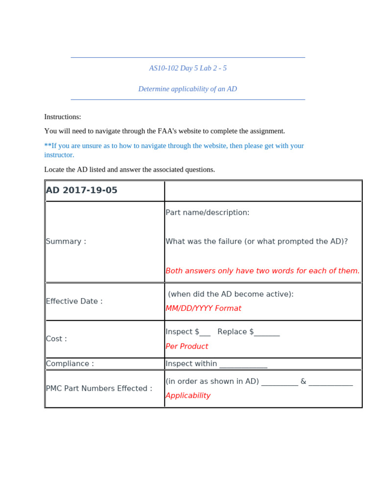 AS10-102 Day 5 Lab 1 - Students | PDF | Aviation