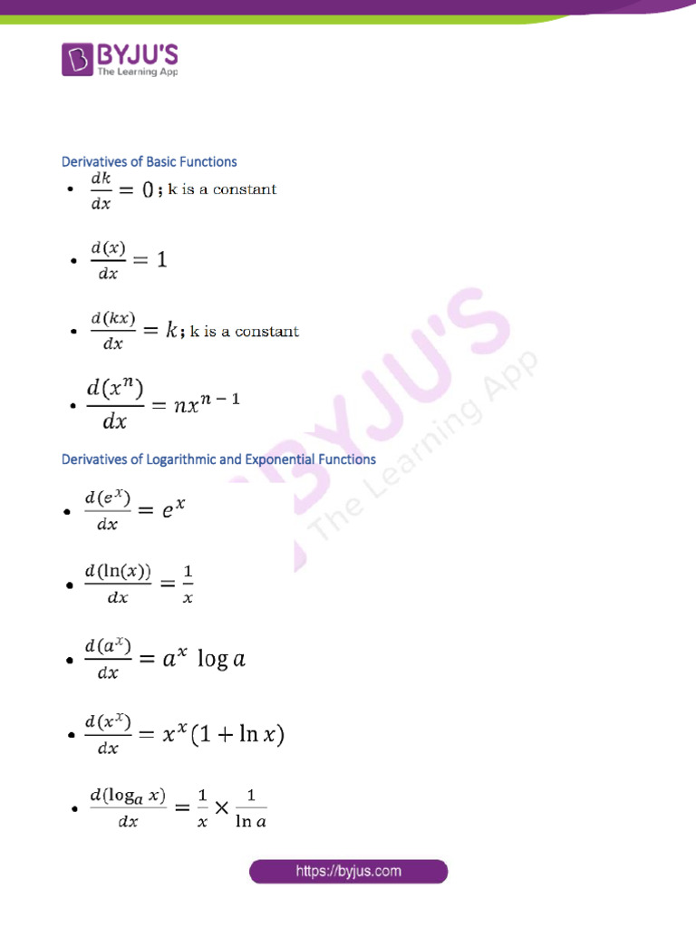 Differentiation Formulas PDF | PDF
