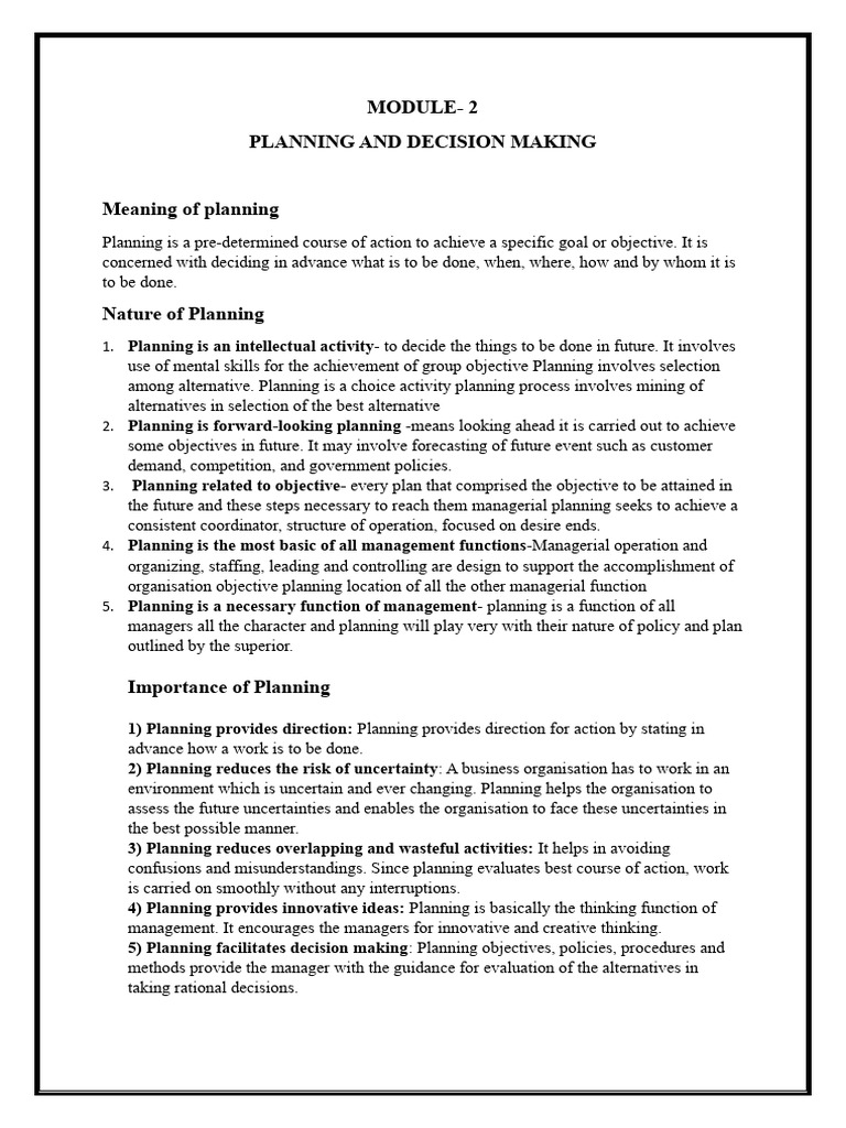 Effective Planning and Decision Making | PDF | Planning | Goal
