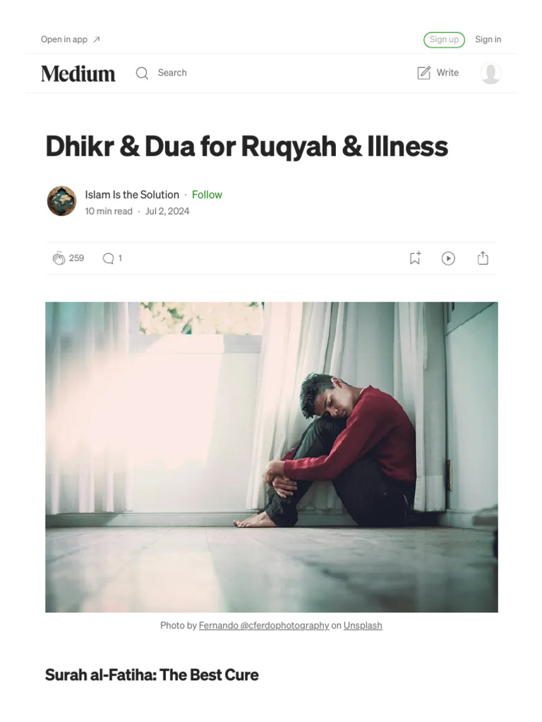 Dhikr & Dua For Ruqyah & Illness. Surah Al-Fatiha - The Best Cure - by ...