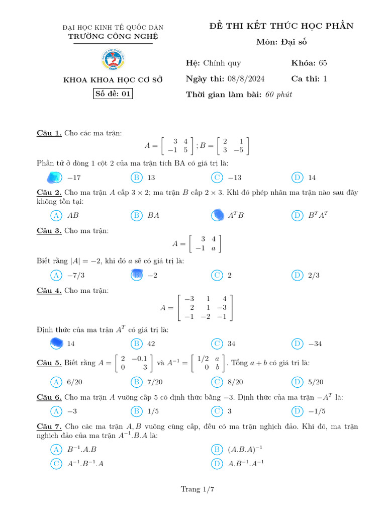 3 de Thi Dai So TN | PDF