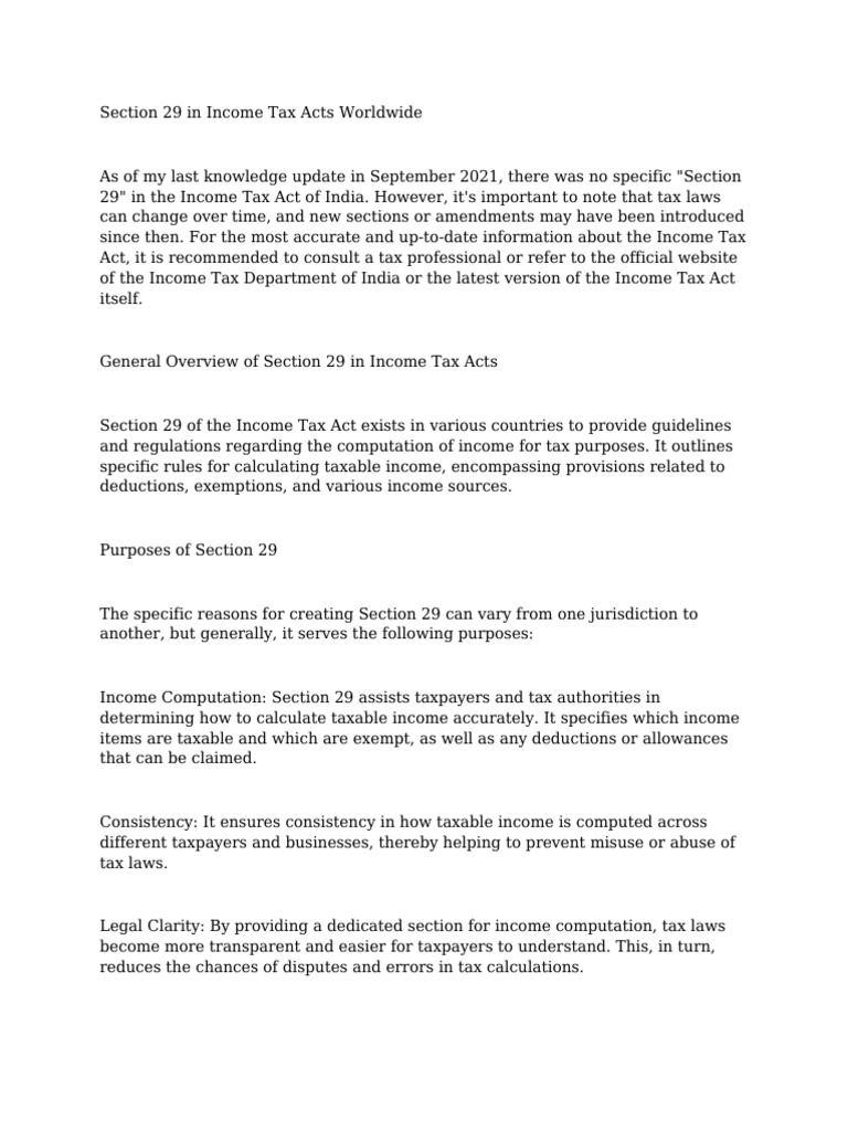 Overview of Section 29 in Global Tax Law | PDF | Taxation In The United ...