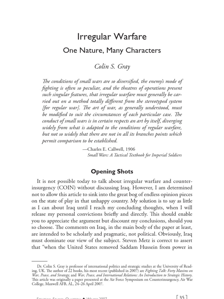 Understanding Irregular Warfare Dynamics | PDF | Irregular Military ...