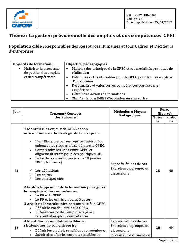 Formation sur la GPEC pour RH et Cadres | PDF | Gestion des ressources ...
