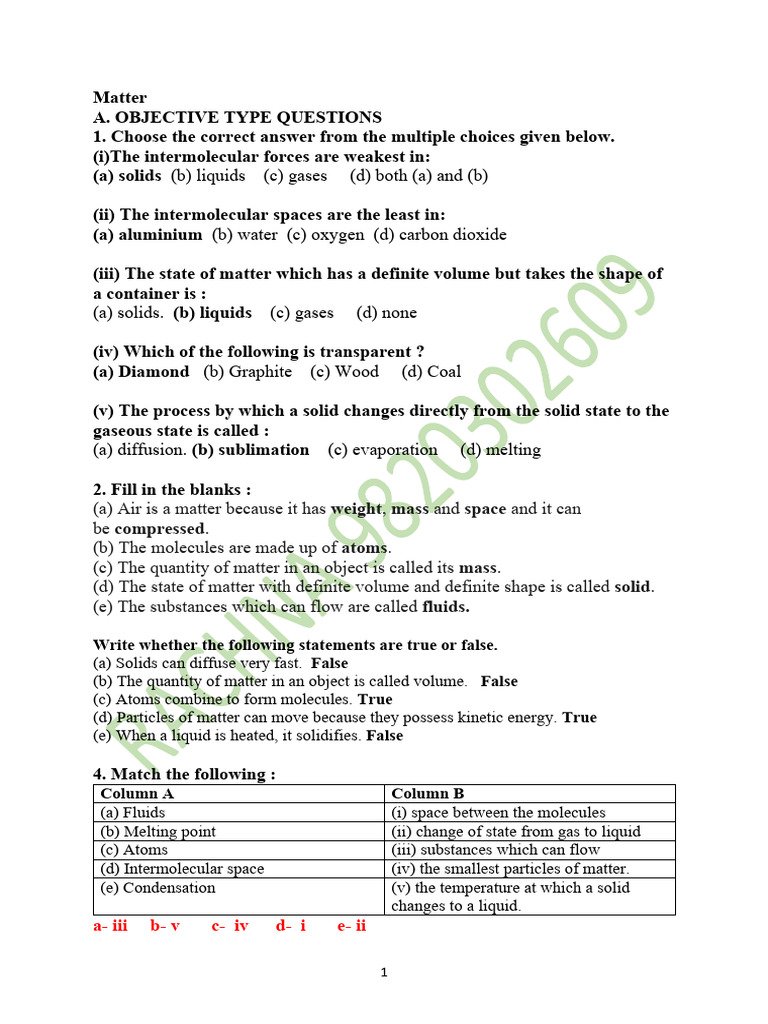 Matter 7th STD | PDF | Gases | Liquids
