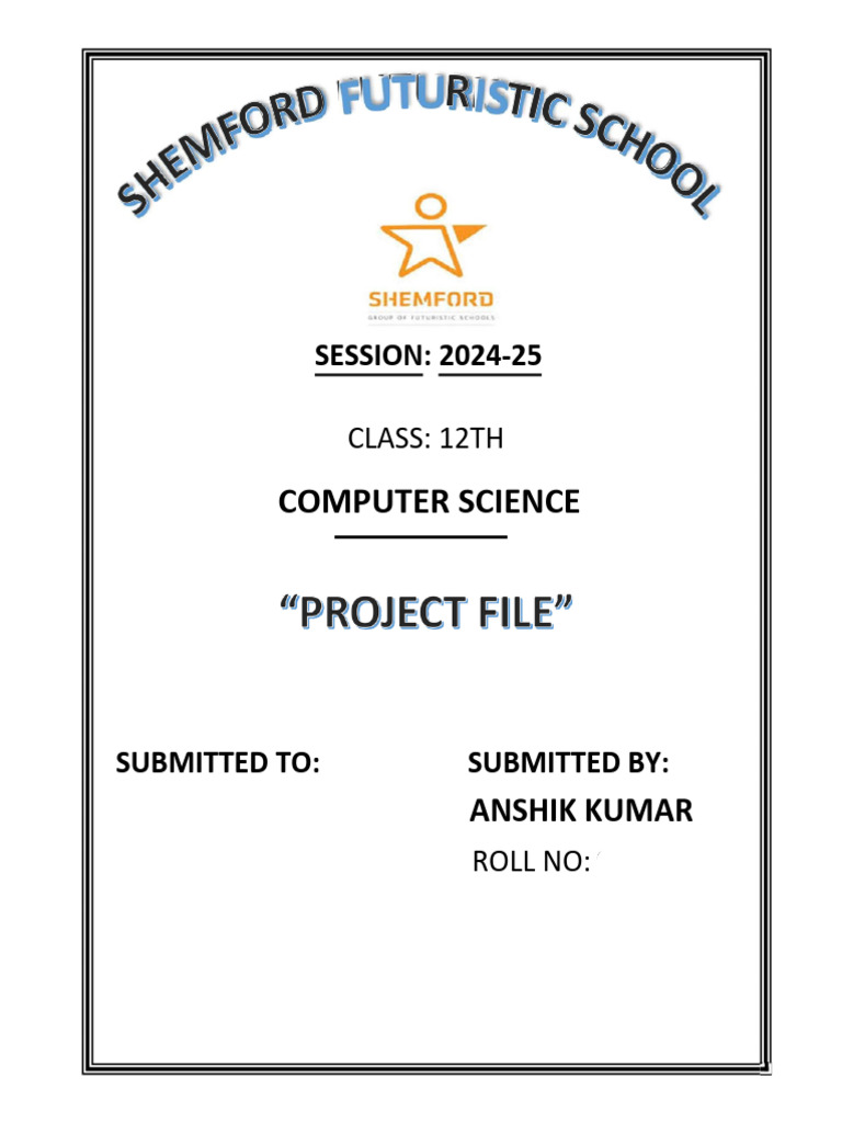 Class 12 Computer Science Project Certificate | PDF