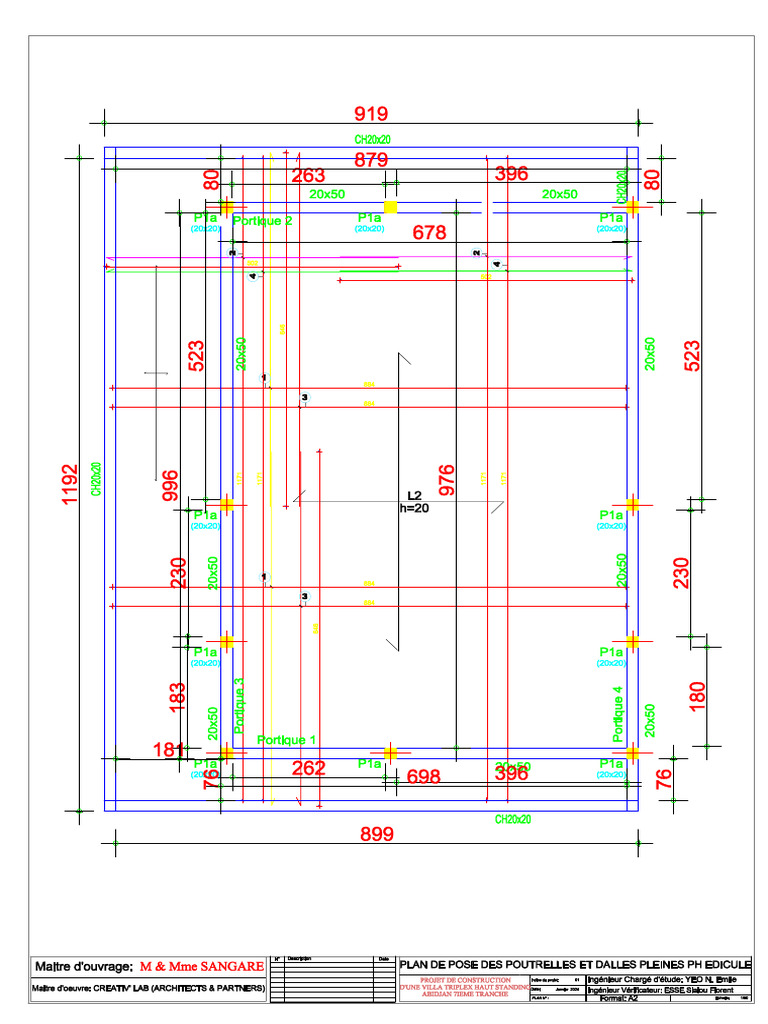 Plan De Pose Des Poutrelles Et Dalles Pleines Ph Edicule Pdf